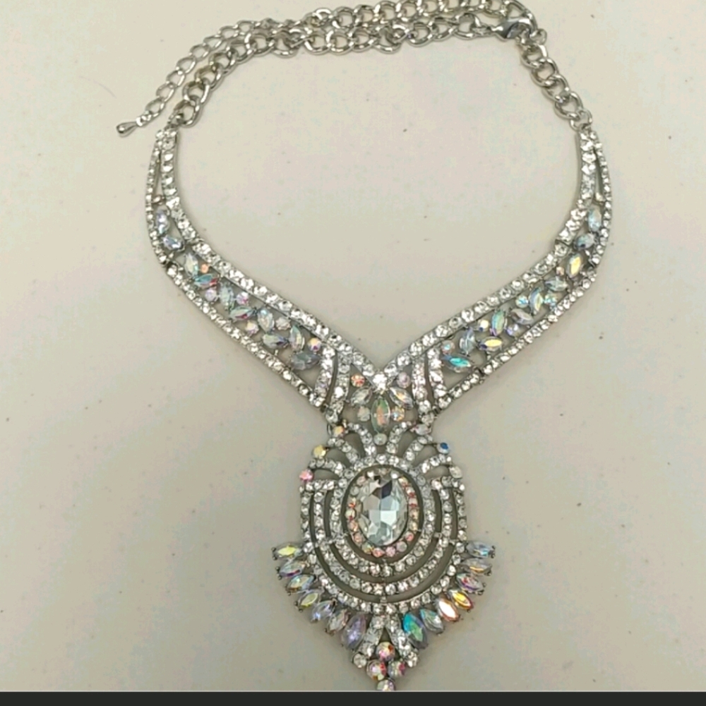 Aurora rhinestone pageant necklace